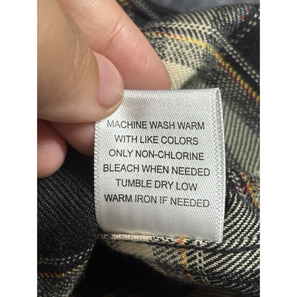 ROWM  Mens Black Plaid Flannel Button Up Size L Skater Grunge‎ - Picture 5 of 9